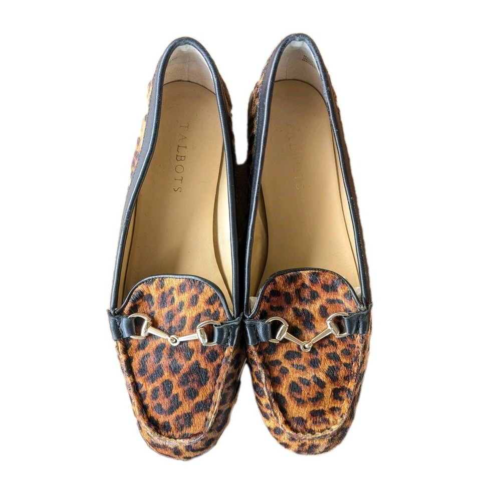 Sz 8 1/2 Talbots Everton Horse-bit Old Money Lux Leopard Driving Moccasins CBK